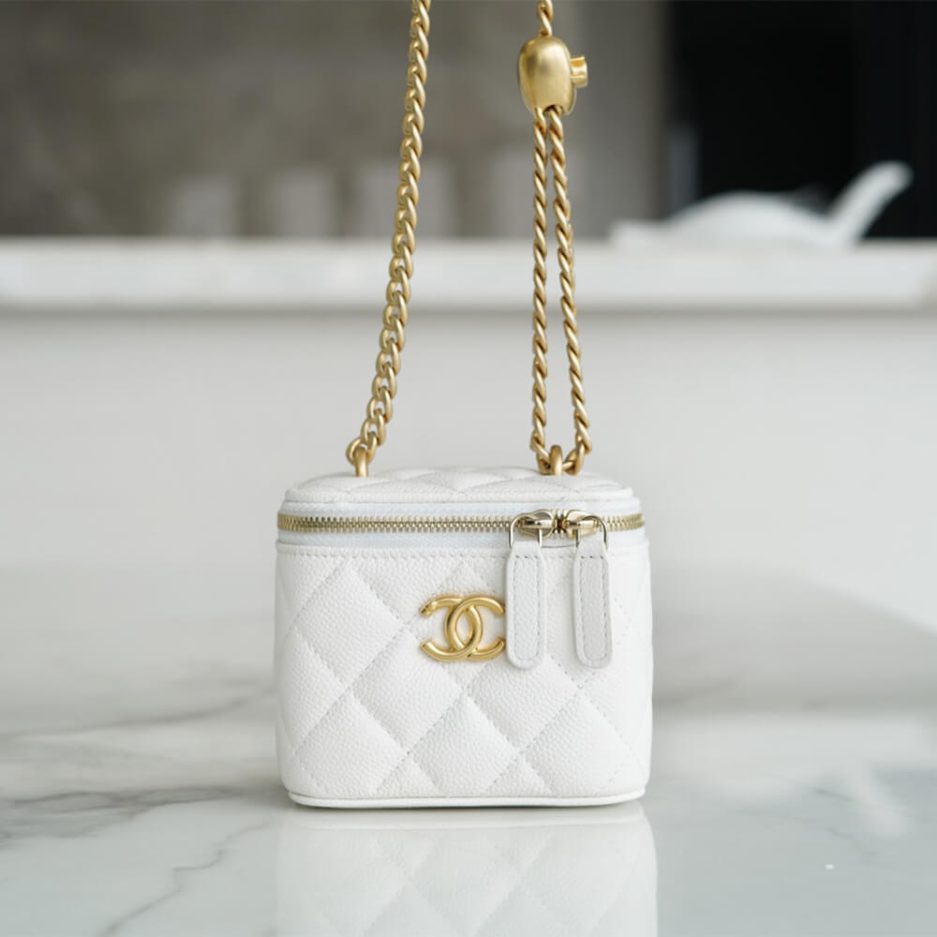 Ch**el small gold ball makeup bag