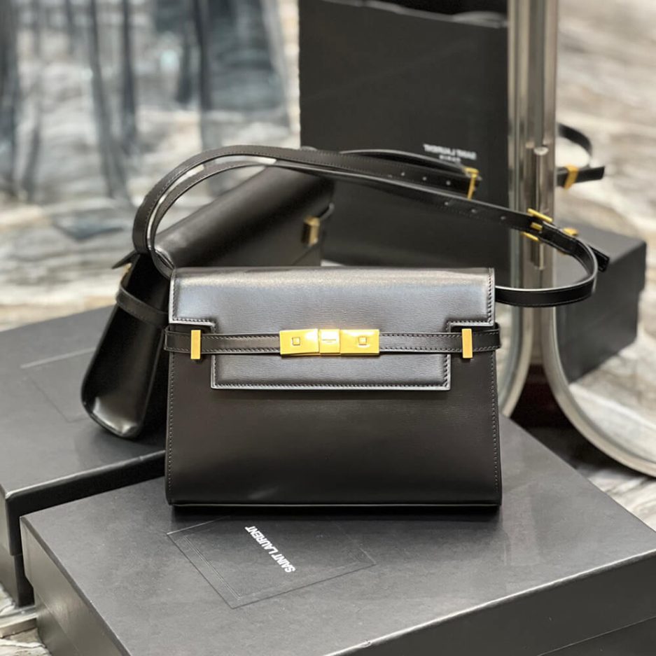 MANHATTAN SMALL SHOULDER BAG IN BOX Sa1nt Lau*nt LEATHER