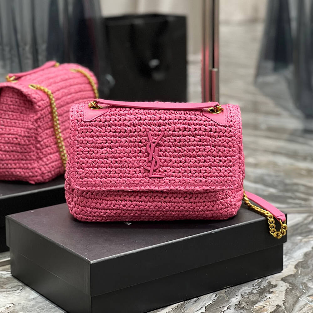Sa1nt Lau*nt NIKI CHAIN MEDIUM IN RAFFIA(HIGH-END GRADE)